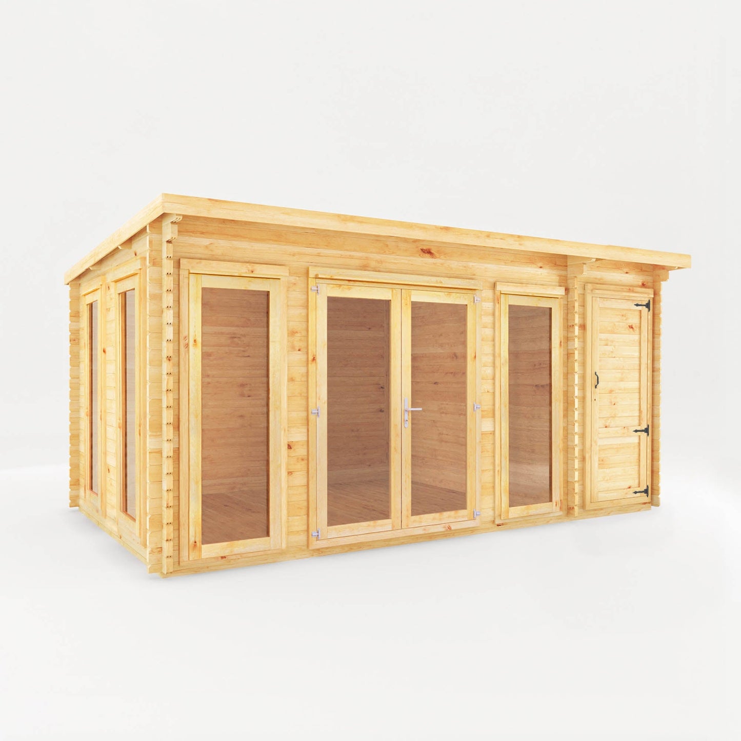 Mercia The Studio Pent Log Cabin with Side Shed - image 5