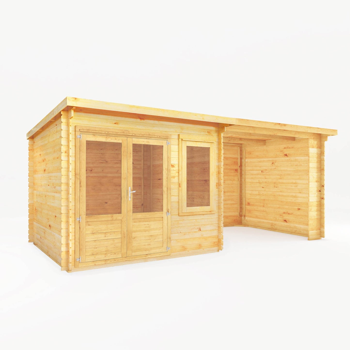 Mercia 6m x 3m Elite Pent Log Cabin With Patio Area - 28mm - Mercia