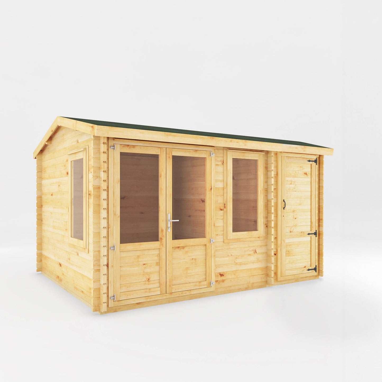 Mercia The Home Office Elite Log Cabin with Side Shed - Mercia