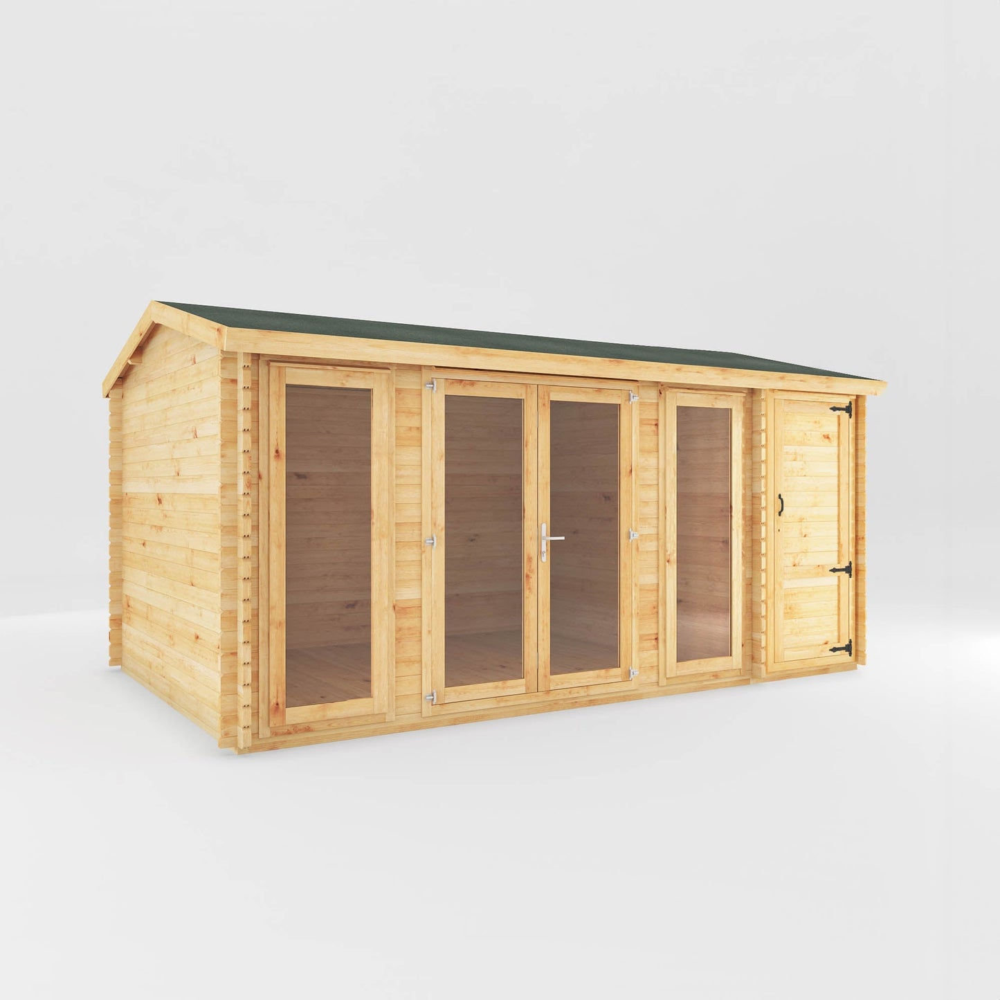 Mercia The Home Office Studio Log Cabin with Side Shed - Mercia