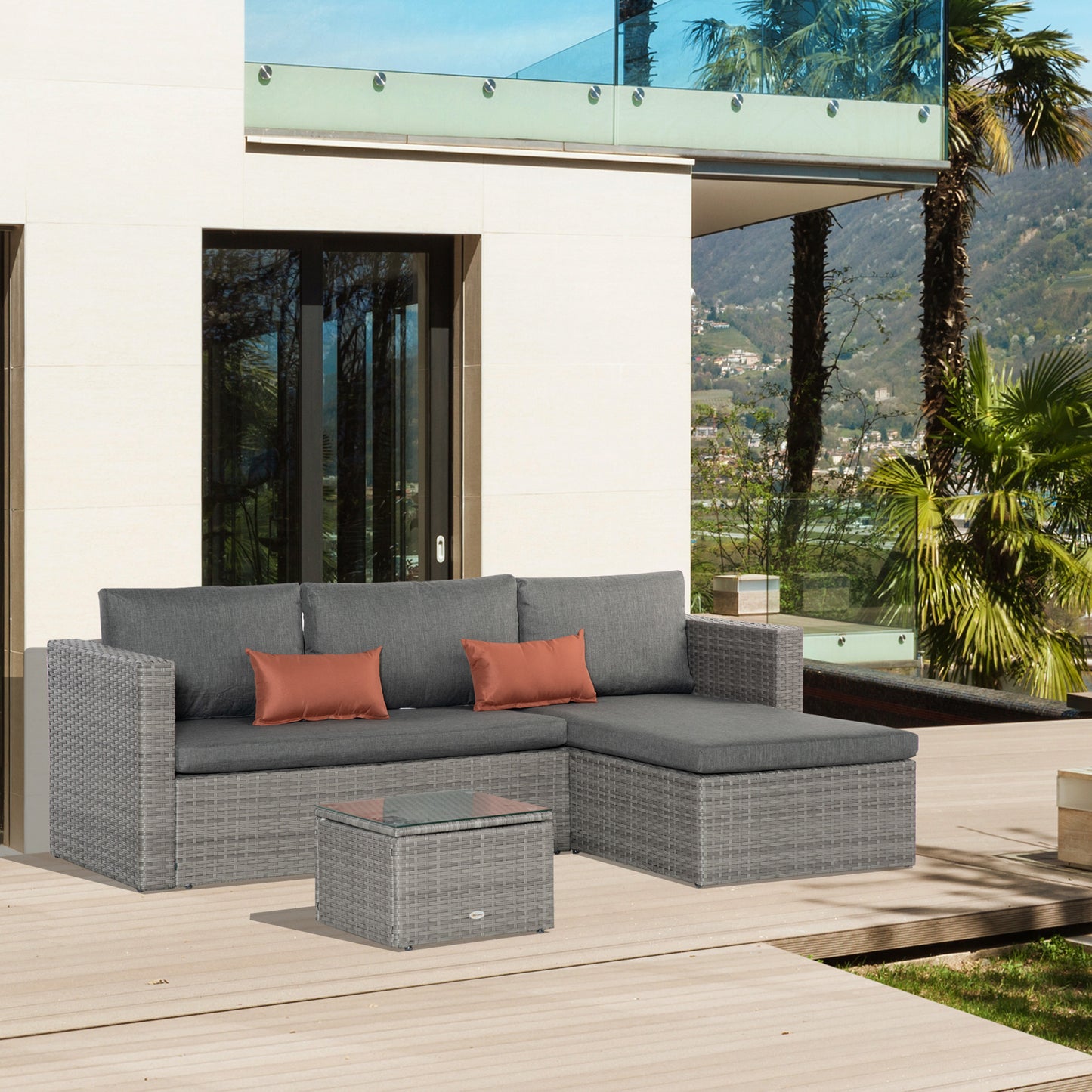 Portofino 3 Piece Outdoor PE Rattan Sofa Set