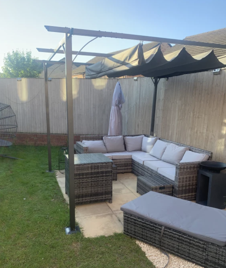 3m x 3m Metal Patio Gazebo – Grey Canopy Roof Outdoor Shelter