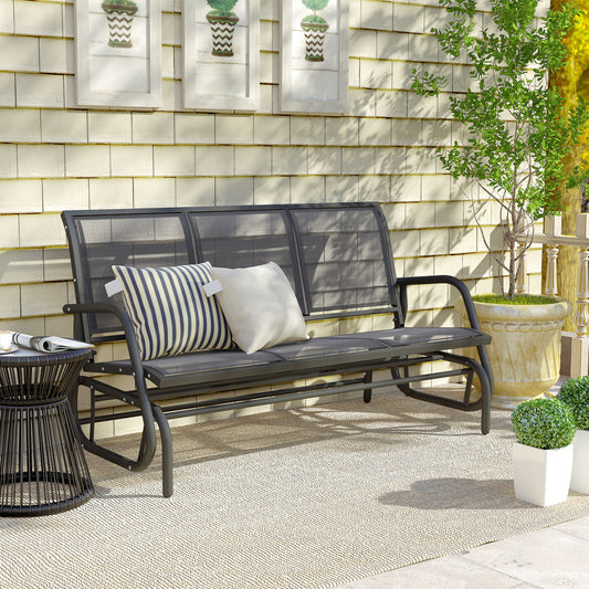 Capri 3-Seat Glider Rocking Chair for 3 People Garden Bench Garden Furniture Metal Frame, Grey