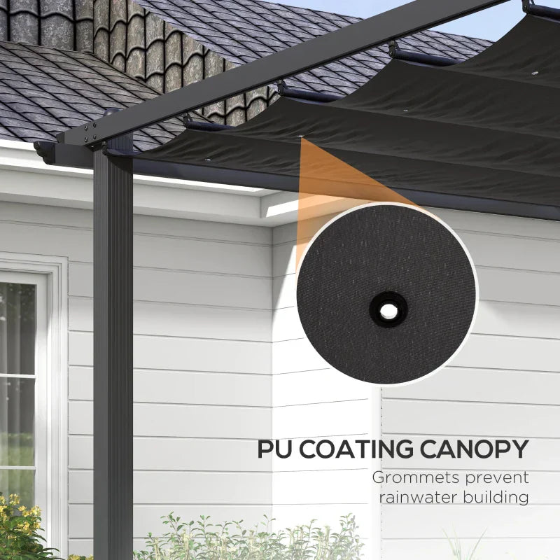 3m x 4m Aluminium Retractable Pergola – Dark Grey Outdoor Patio Garden Shade Shelter