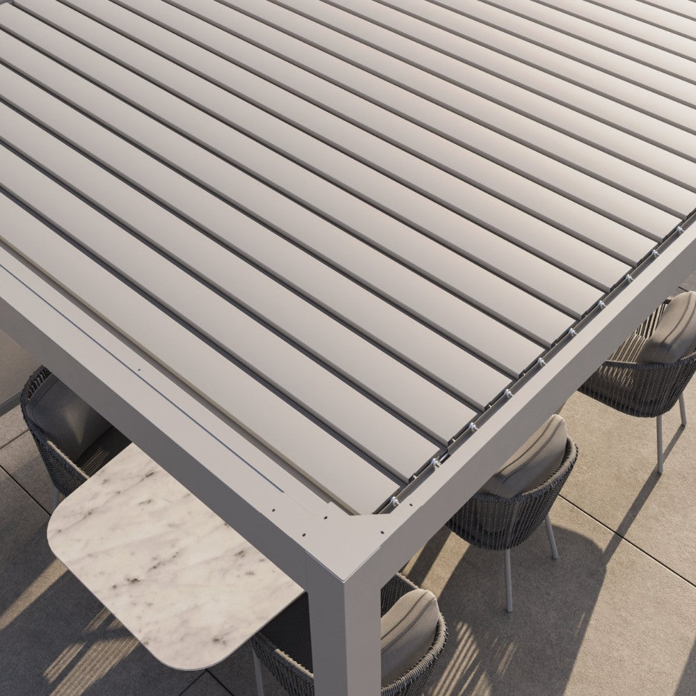 Suns Lifestyle Luxe Electric Louvered Roof LED Pergola Louvered Roof Closed