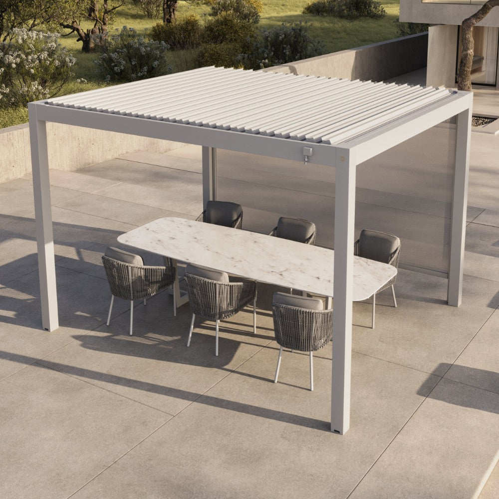Suns Lifestyle Luxe Retractable Roof Led Pergola White Closed Roof