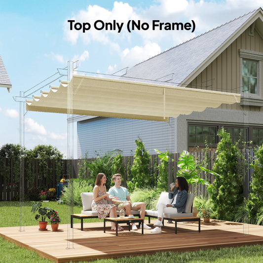 Retractable Pergola Cover, 2.55 x 2.5 m Replacement Canopy Fabric for 3 x 3 m Frame, Roof Top Only