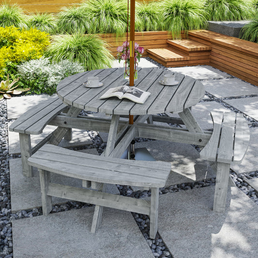 Sorrento 8-Seater Wooden Picnic Set-Fir Wood