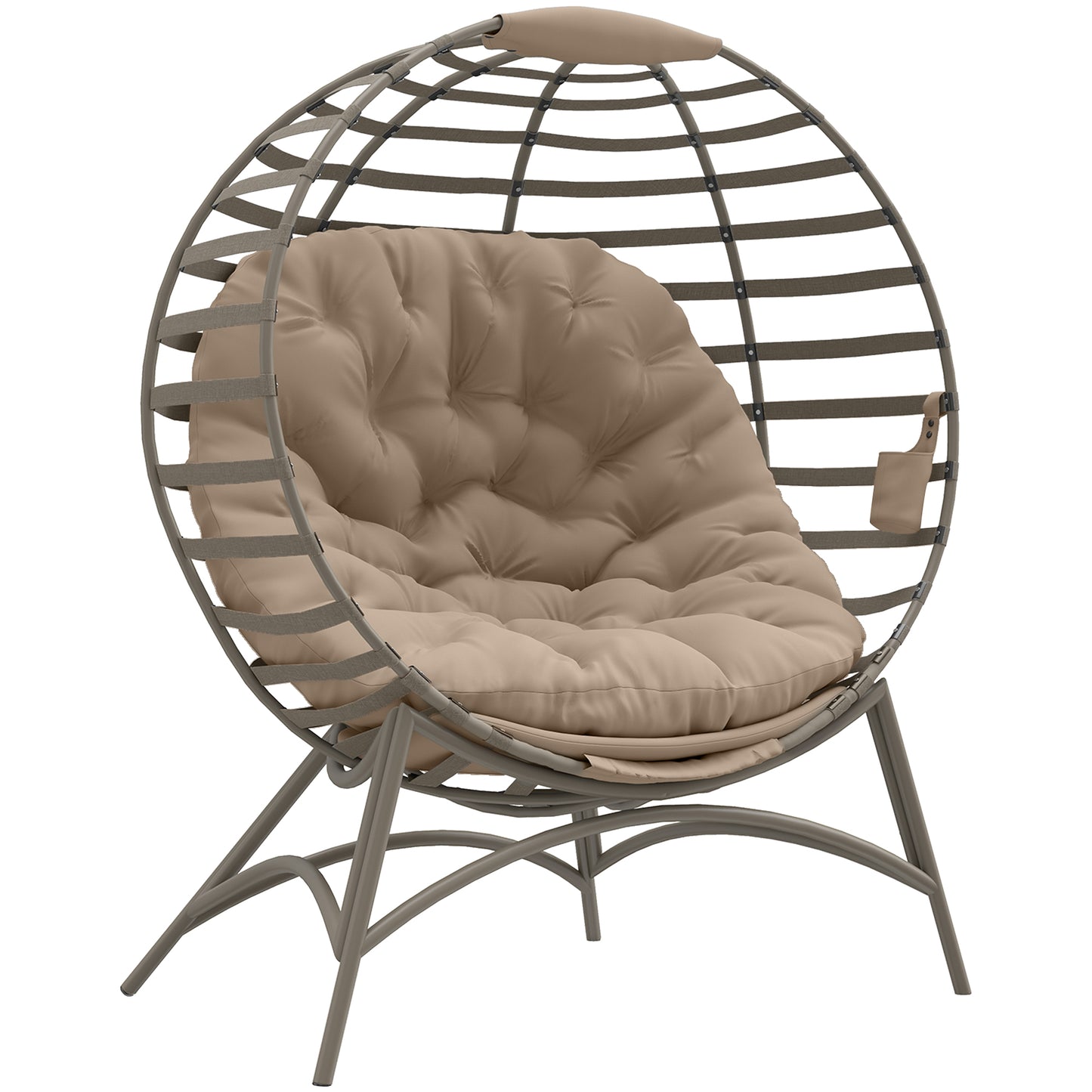 Outsunny Egg Chair with Cushion & Side Pocket - Brown