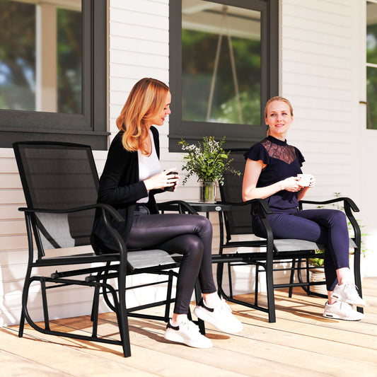 Tivoli Gliding Jack and Jill Seat, with Glass-Top Table - Black