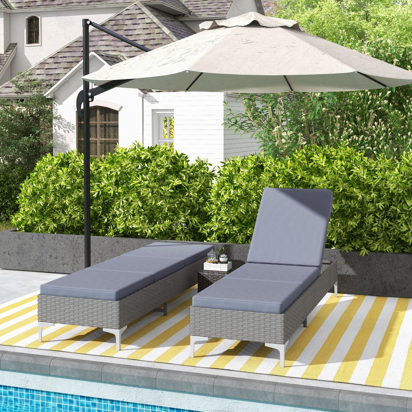 Tivoli Outdoor PE Rattan Sun Lounger Set of 2