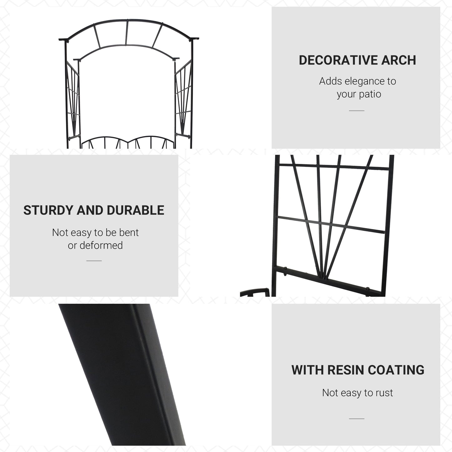 Outsunny Garden Bench, 2 Seater Outdoor Patio Bench, Metal Garden Loveseat with Arch for Vines and Climbing Plants, Black