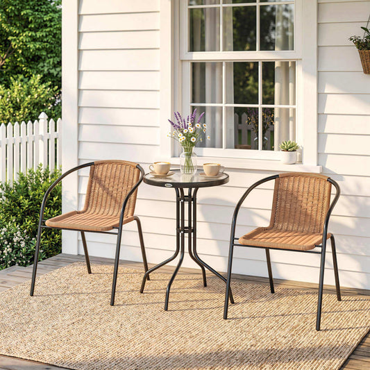 Monaco 3 Piece Rattan Bistro Set - Brown