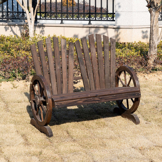Monaco Fir Logs Love Seats with Wheel-Shaped Armrests, Large Load-Bearing Chair, Natural Wood Grain