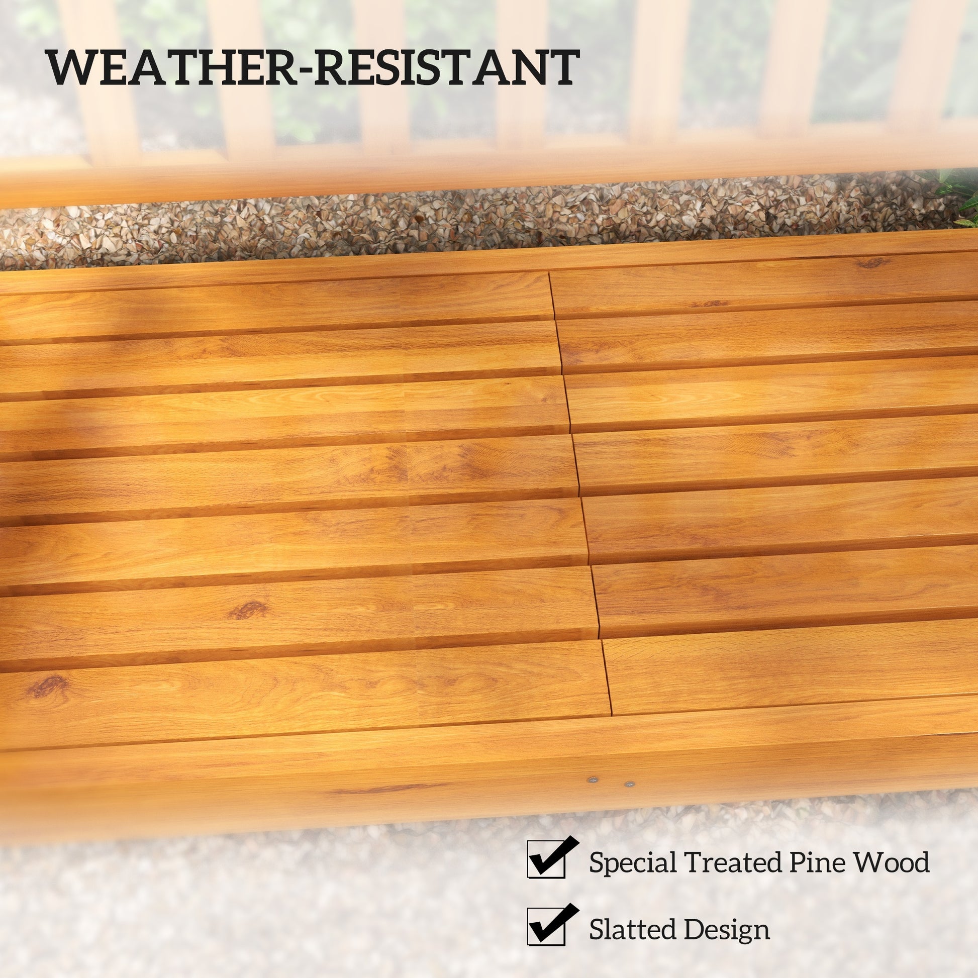 Outsunny Wooden Bench with Liftable Middle Table, Outdoor Bench, Patio Loveseat for Porch, Garden, Seats 2-3 People