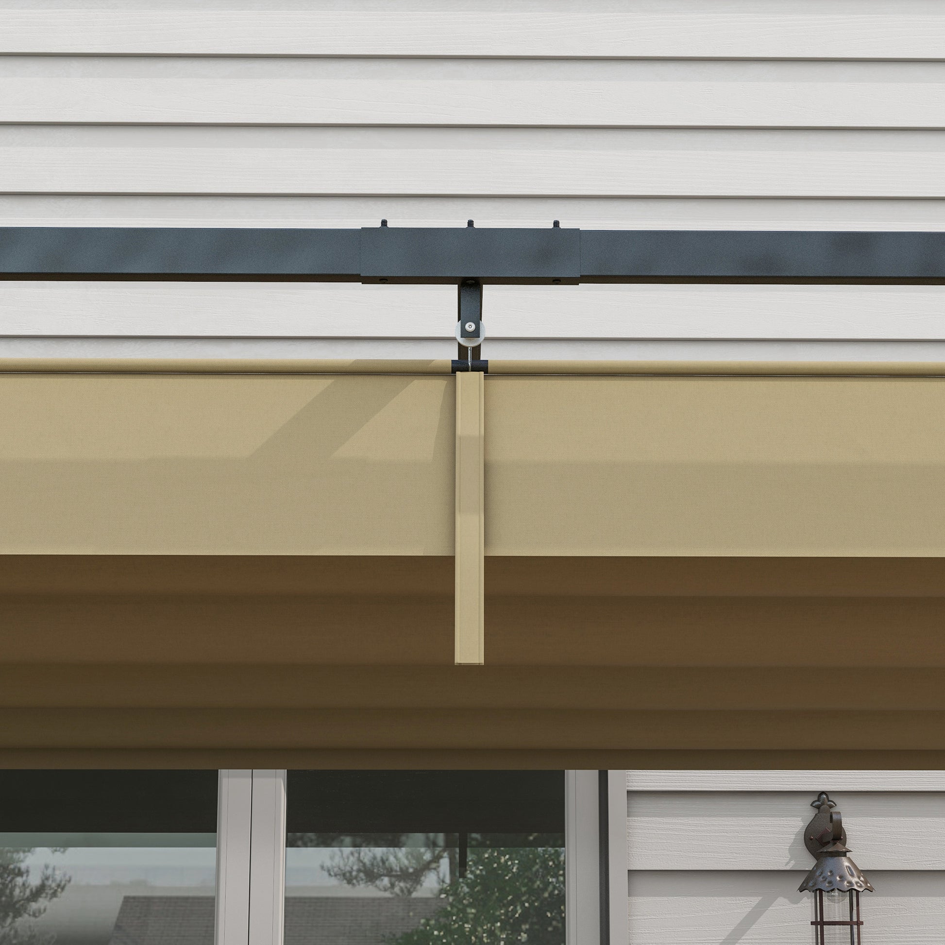 Outsunny 3x2m Metal Pergola with Retractable Roof, Garden Gazebo Canopy Shelter for Outdoor, Patio, Khaki