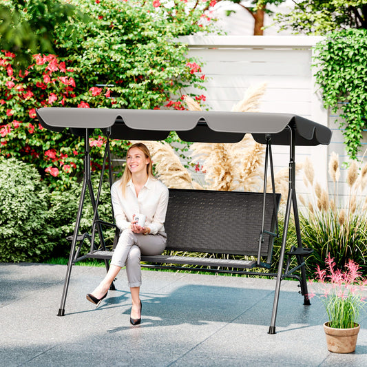 Marbella 3 Seater Swing Chair, Garden Swing Seat Bench with Adjustable Canopy
