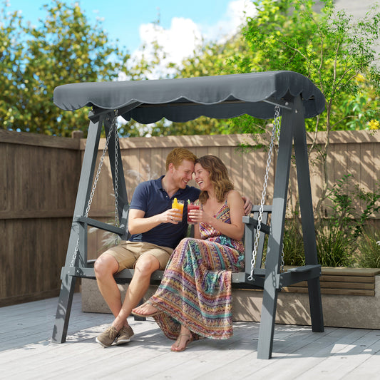 Amalfi 2 Seater Garden Swing Seat with Canopy, Wooden Swing Chair, Outdoor Hammock Bench for Balcony Patio Porch