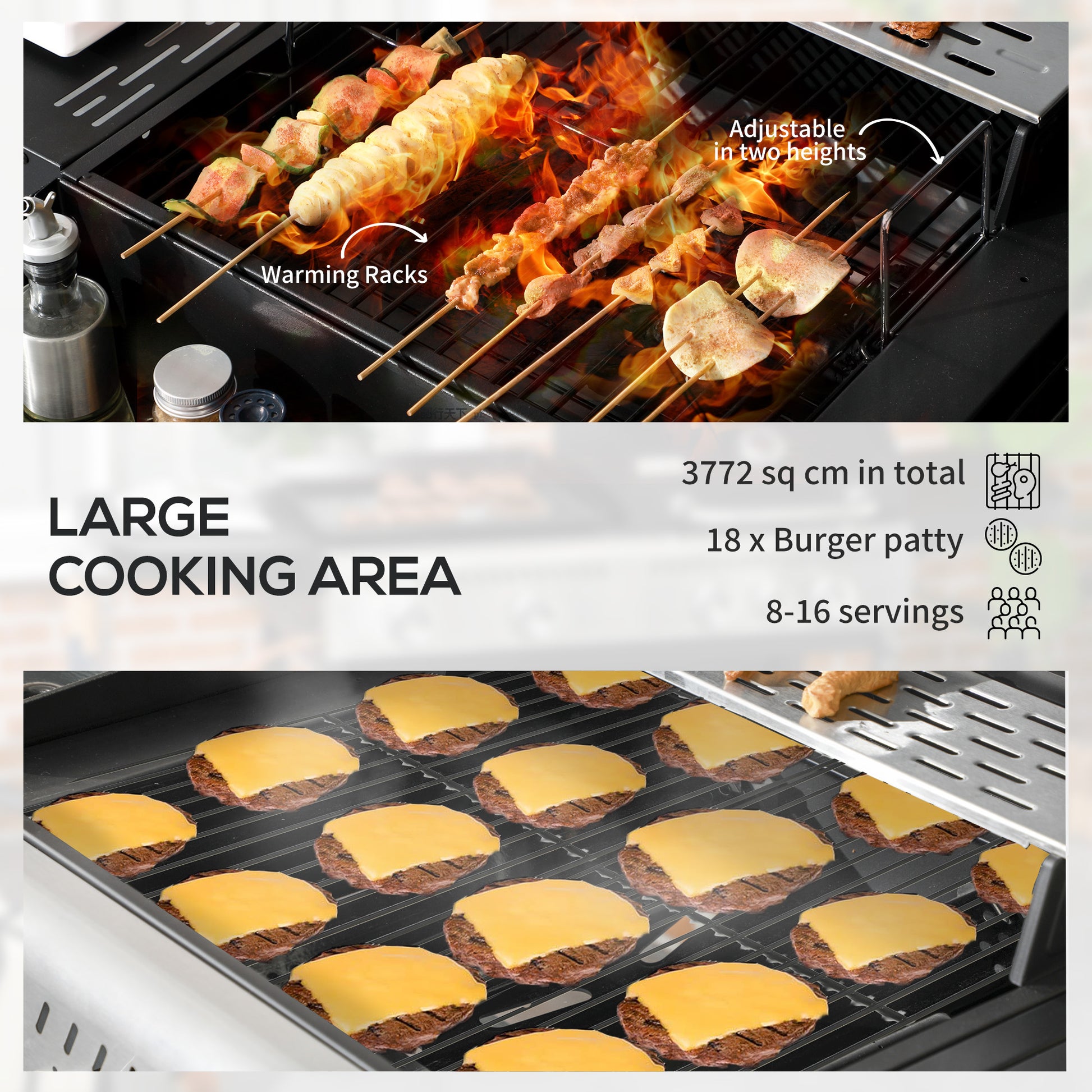 Outsunny Dual Fuel BBQ Grill - Black