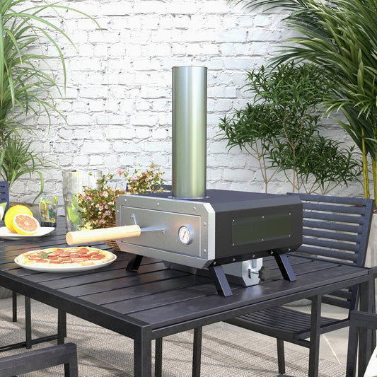 Portable Wood Pellet Pizza Oven with 12" / 30cm Rotating Pizza Stone, Peel and Cover