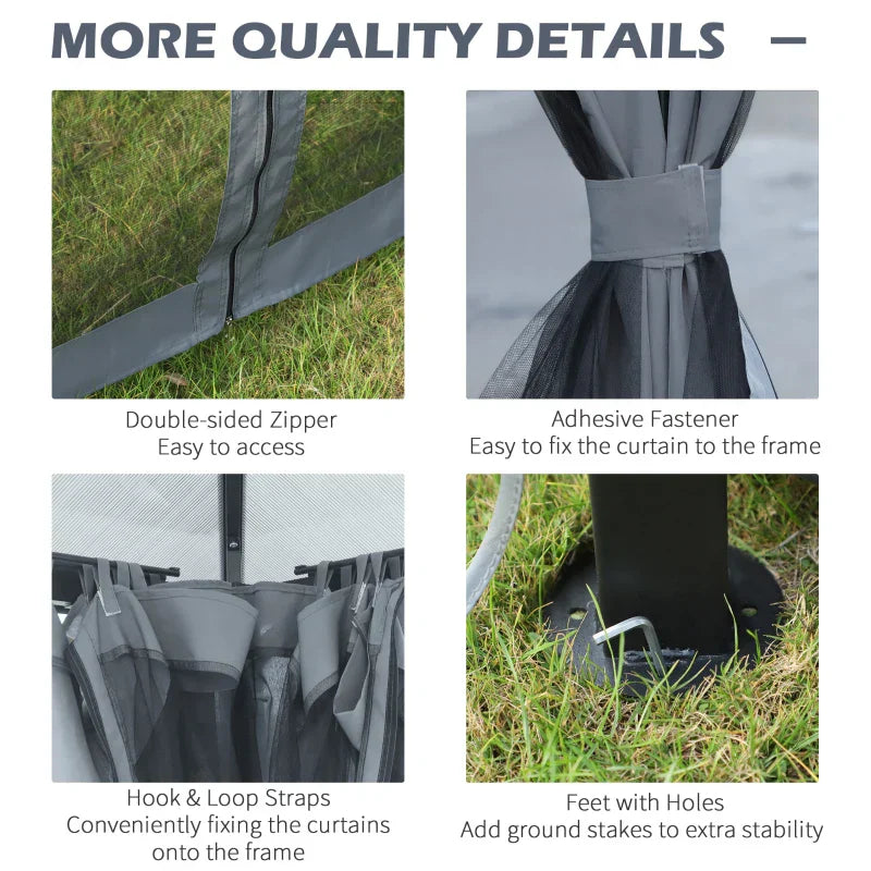 3m x 3.6m Aluminium Hardtop Gazebo - Polycarbonate Roof Garden Shelter with Privacy Curtains