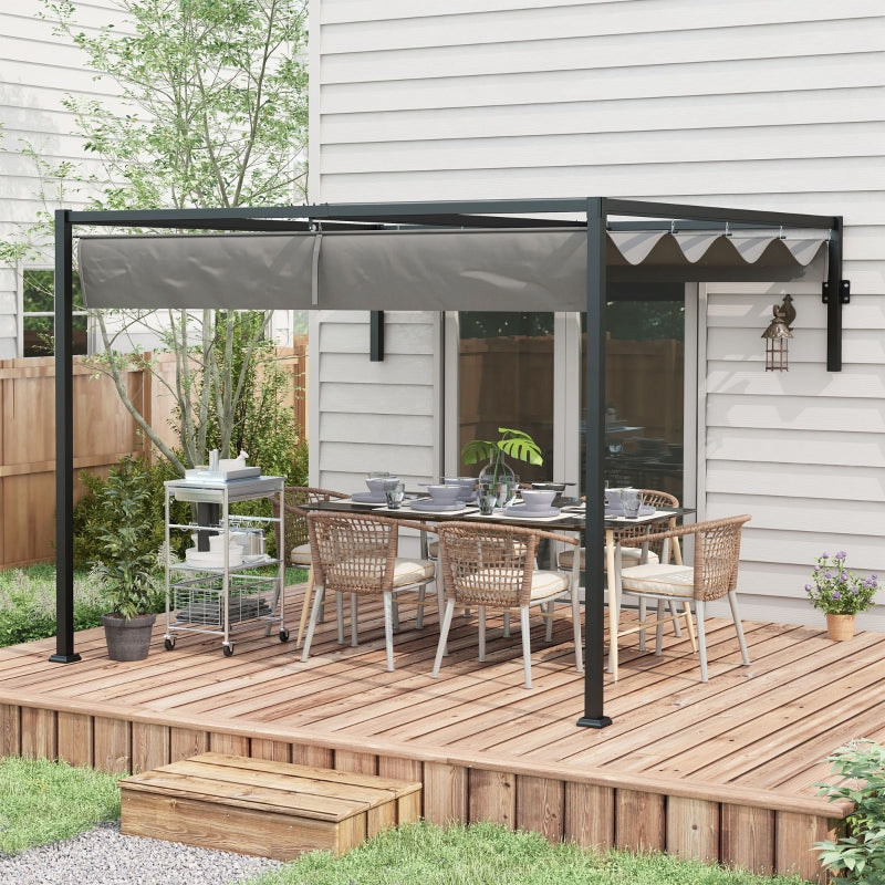 3m x 4m Lean – To Metal Pergola – Wall Mounted Garden Cover