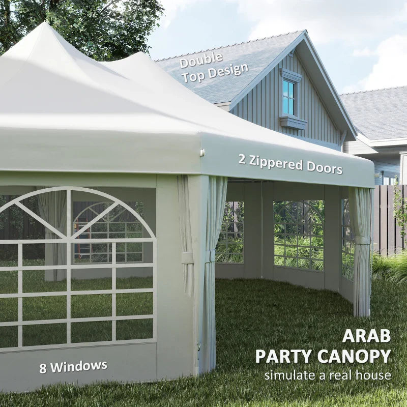 8.9m x 6.5m Premium 10 – Sided Garden Marquee Gazebo – Steel Frame Outdoor Party Tent with Windows