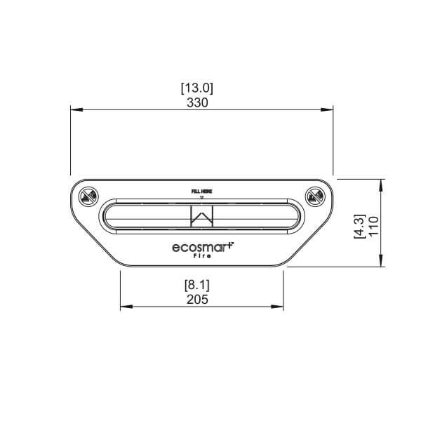 EcoSmart Fire VB2 Ethanol Burner Dimensions Top