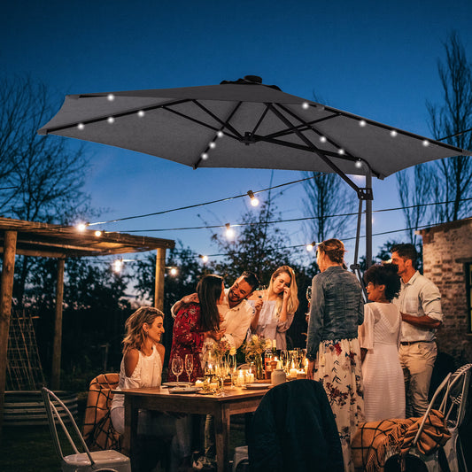 Mediterraneo 3(m) Solar LED Cantilever Parasol - Dark Grey