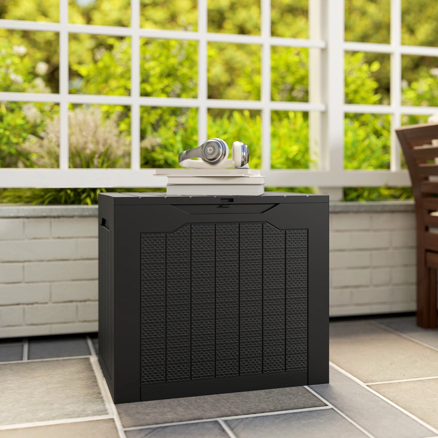 Outsunny - 93L Plastic Garden Storage Box, Black