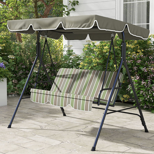 Capri Three-Seater Garden Swing Chair, with Adjustable Canopy - Green