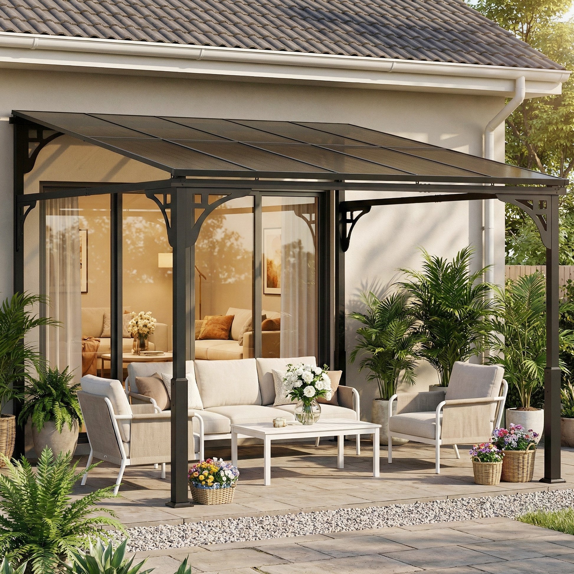 3 x 2.87 m Metal Lean-to Pergola