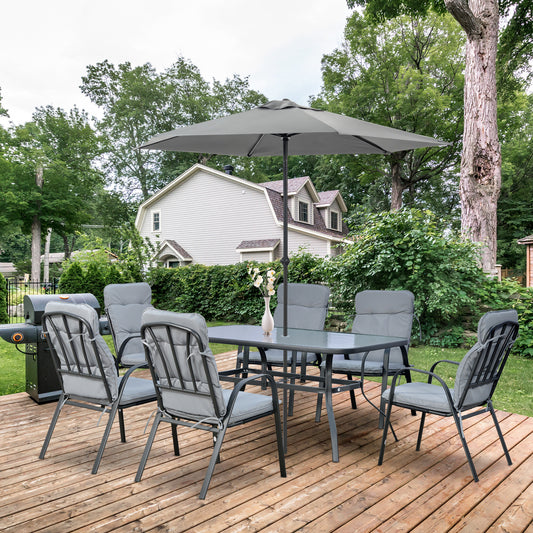 Sorrento Seven-Piece Garden Dining Set with Cushions - Grey