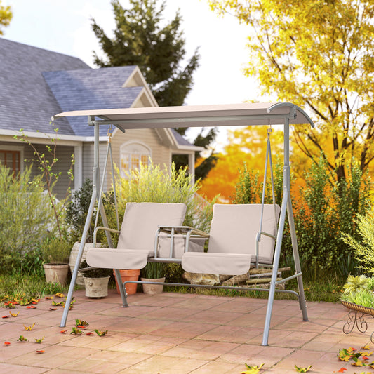 Ibiza 2 Seater Garden Swing Chair Patio Rocking Bench w/ Tilting Canopy, Double Padded Seats