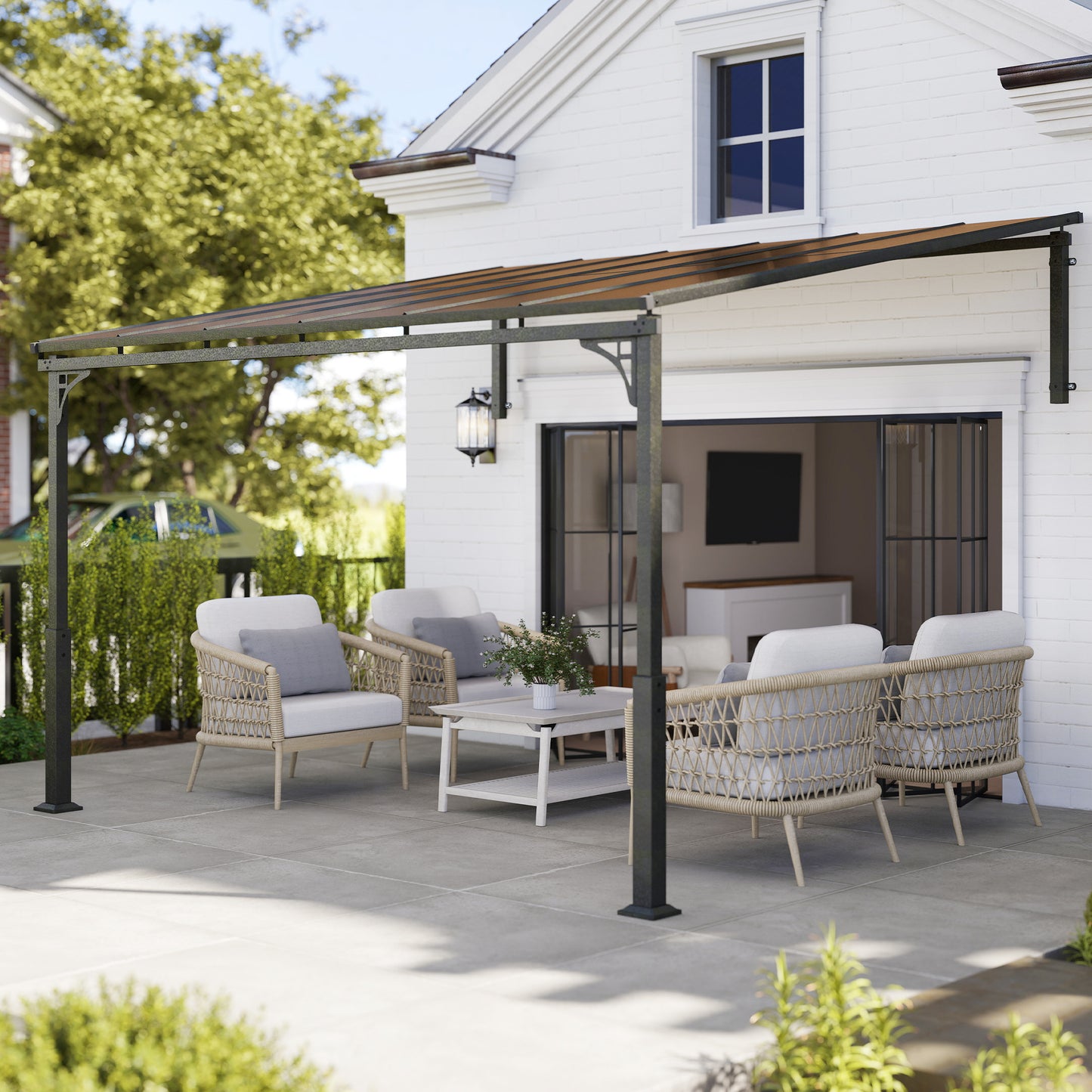 3.4 x 3 m Metal Lean-to Pergola