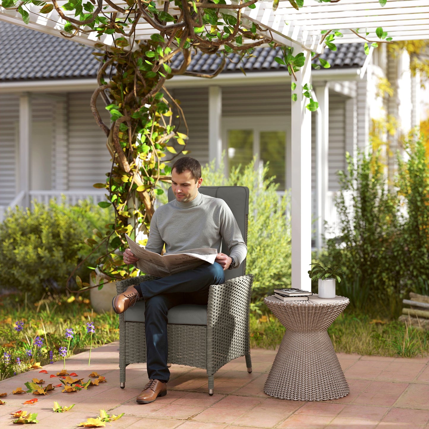 Portofino 105°-150° Reclining Rattan Chair - Grey