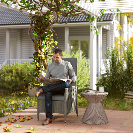 Portofino 105°-150° Reclining Rattan Chair - Grey