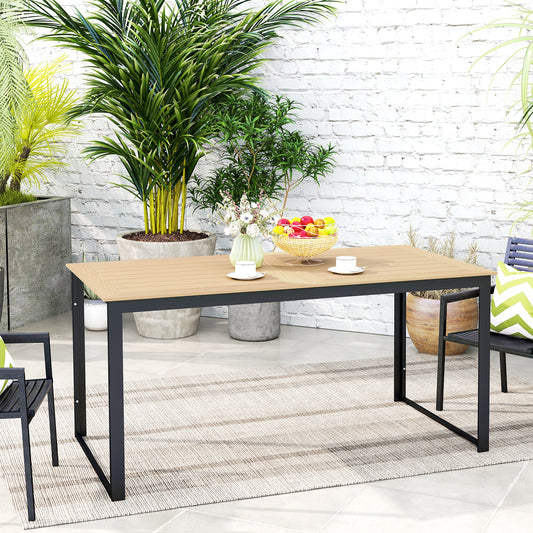Mediterraneo Garden Table for 6 People, 160 x 80 x 75 cm Rectangle Garden Dining Table with Slatted Top