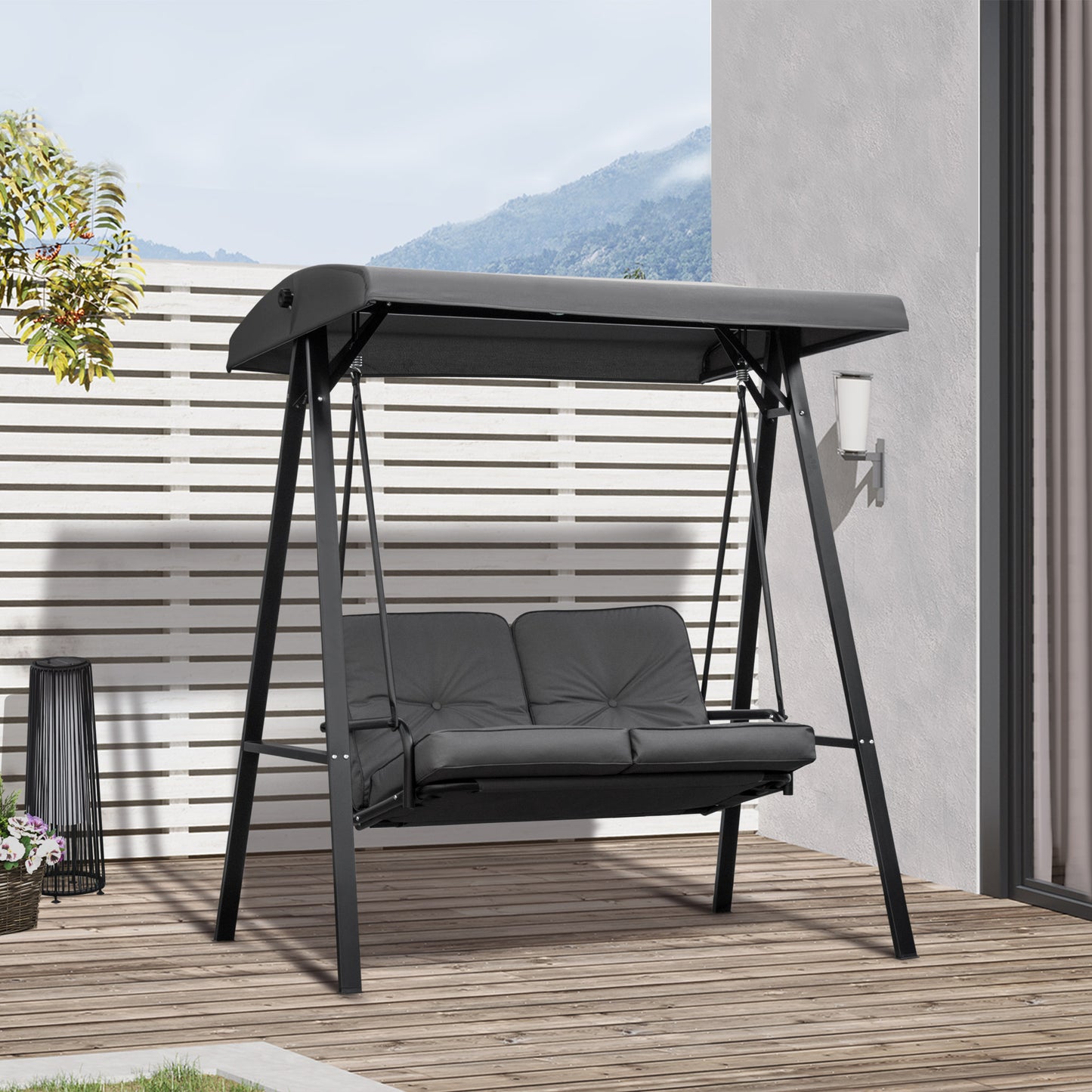 Capri 2 Seater Garden Swing Chair with Adjustable Tilting Canopy