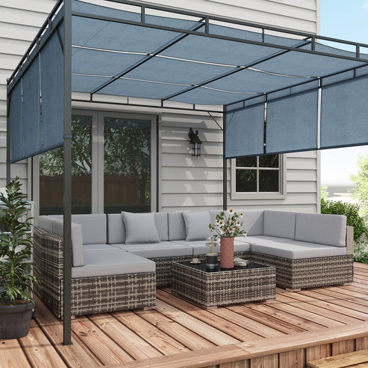 Amalfi Seven-Piece Rattan Garden Set, with Glass-Top Table - Mixed Grey