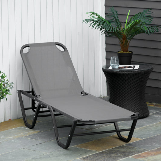 Riviera Sun Lounger Relaxed Recliner with 5-Position Adjustable Backrest Aluminium Frame for Pool, Sun Bathing