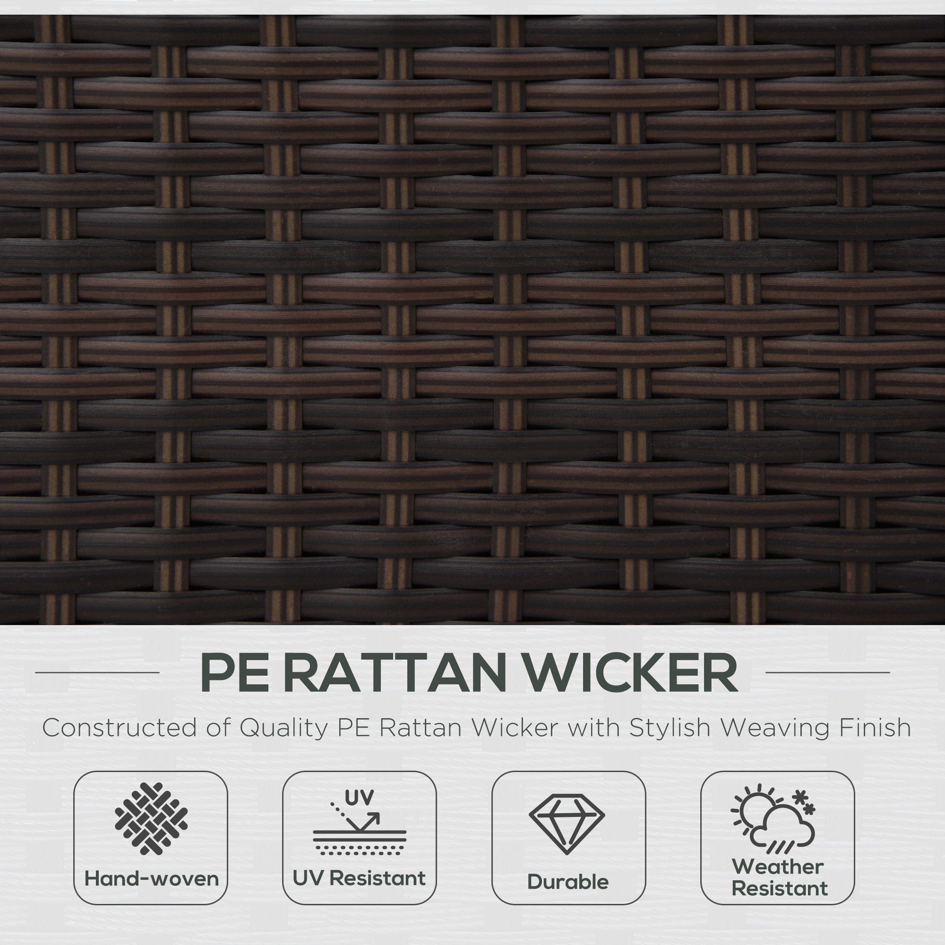 Outsunny Single Seater Rattan Chair, PE Wicker Garden Armchair with 10 cm Thickened Cushion, All-Weather Rattan Garden Chair with Armrests, Brown
