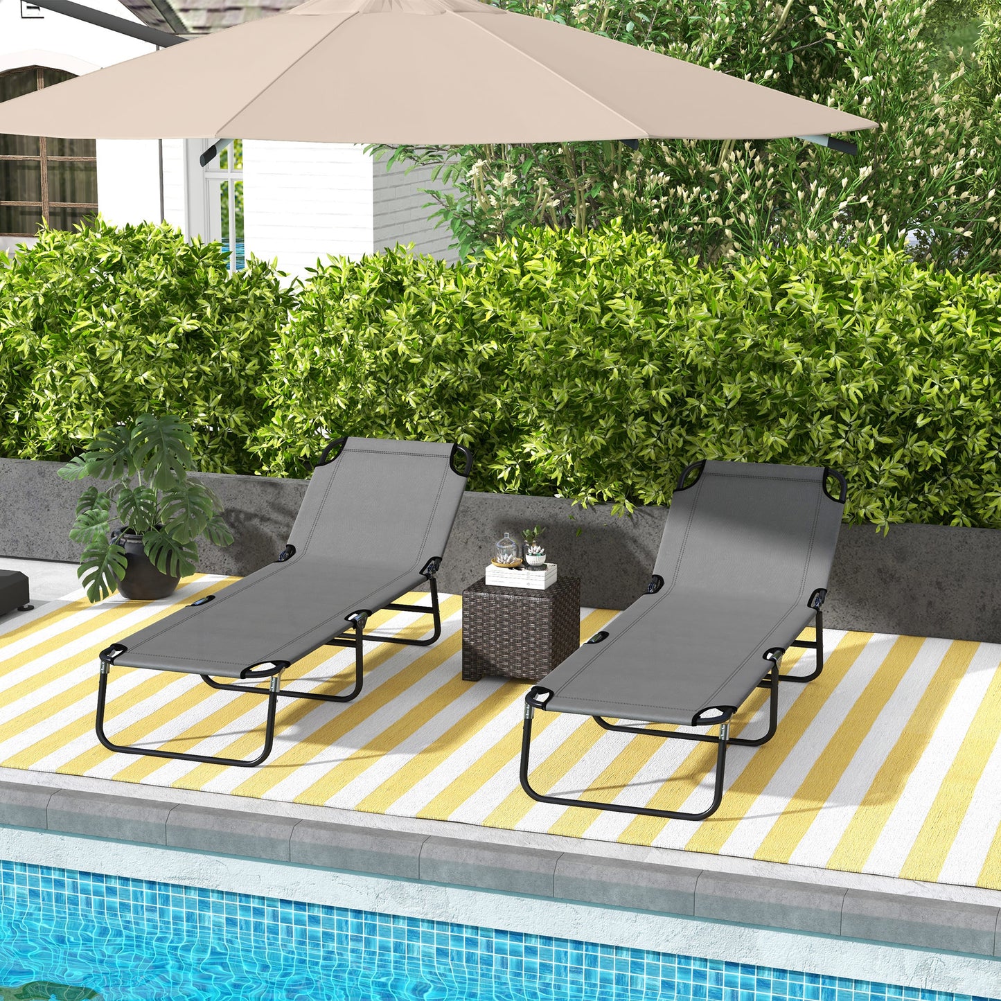 Capri Garden Sun Lounger, with Five-Position Back - Grey