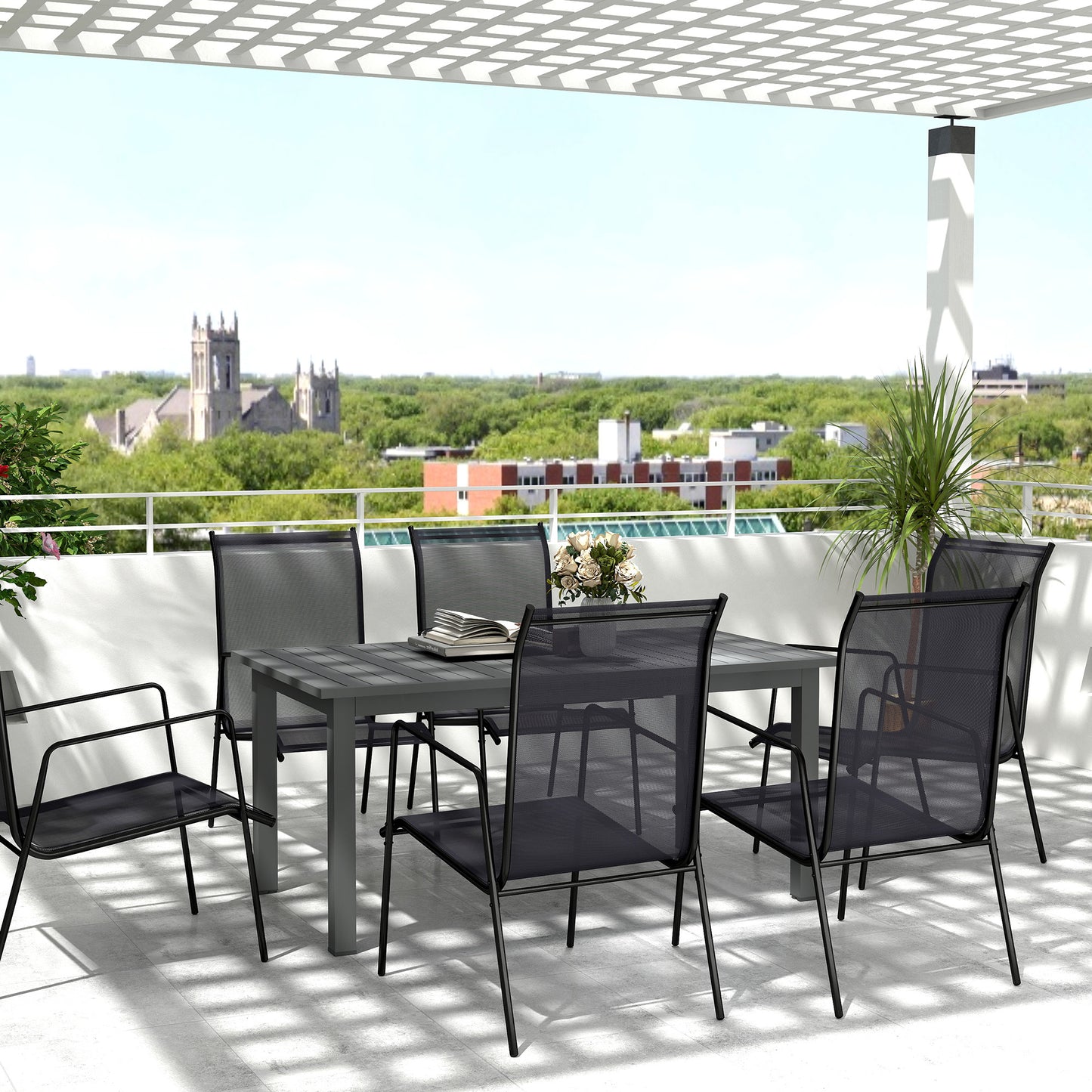 Mediterraneo Aluminium Extending Garden Table with Slatted Top for 6-8 Person, 160/220 x 90 x 73 cm, Grey