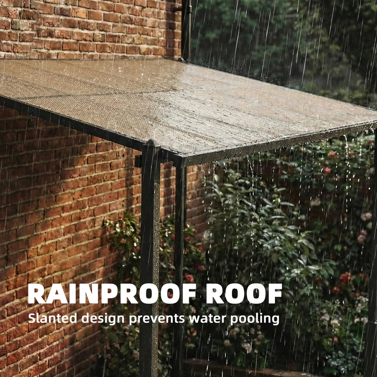 3.6m x 3m Lean – To Metal Pergola with Polycarbonate Hardtop Roof & Drainage Gutters – Aluminium Wall – Mounted Gazebo Patio Cover, Modern Outdoor...