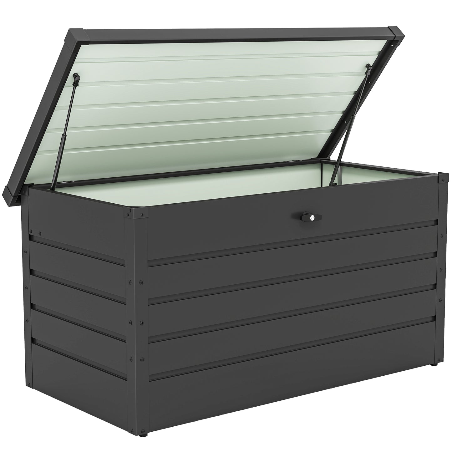 Outsunny - 311L Galvanised Steel Garden Storage Box, Lockable, Dark Grey