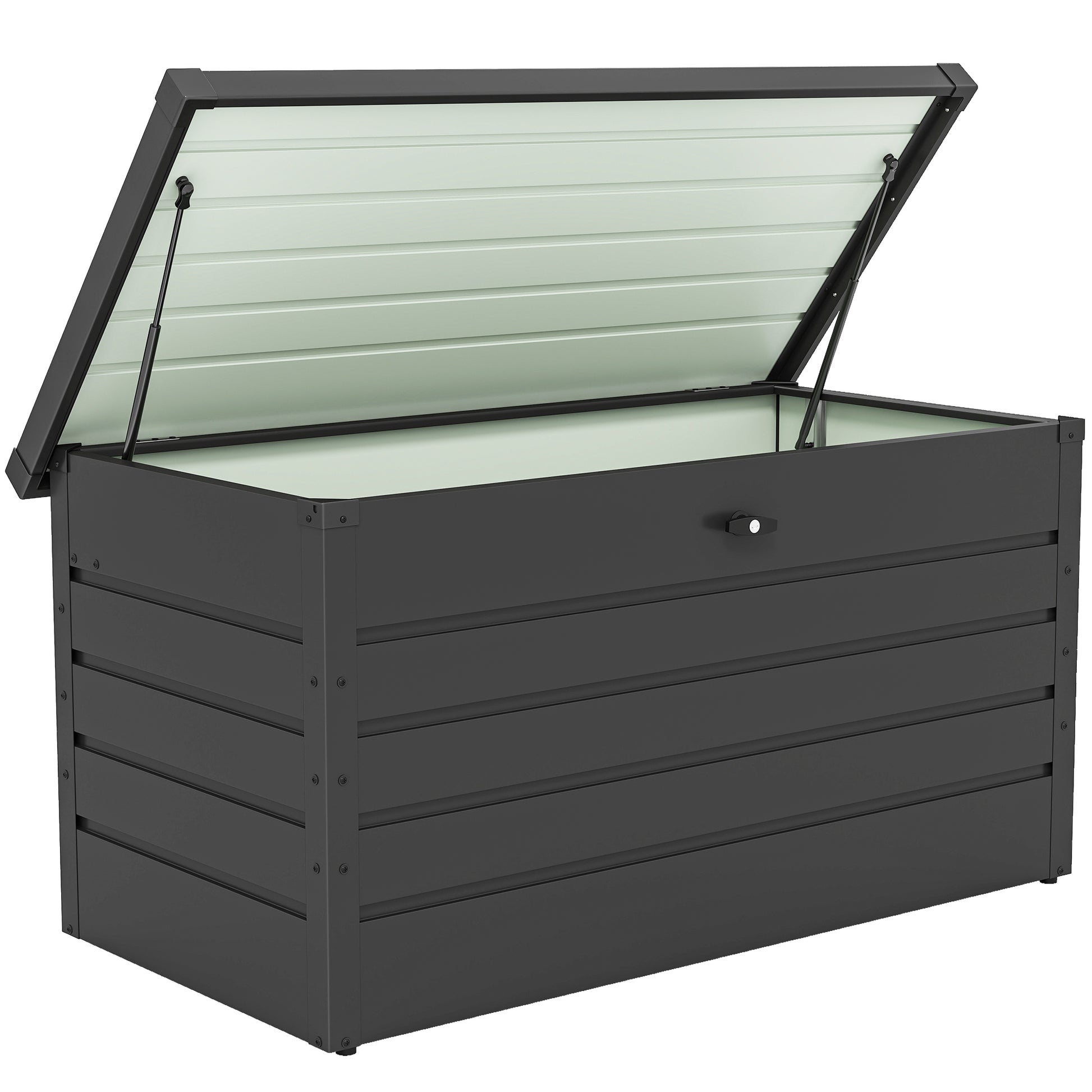 Outsunny - 311L Galvanised Steel Garden Storage Box, Lockable, Dark Grey