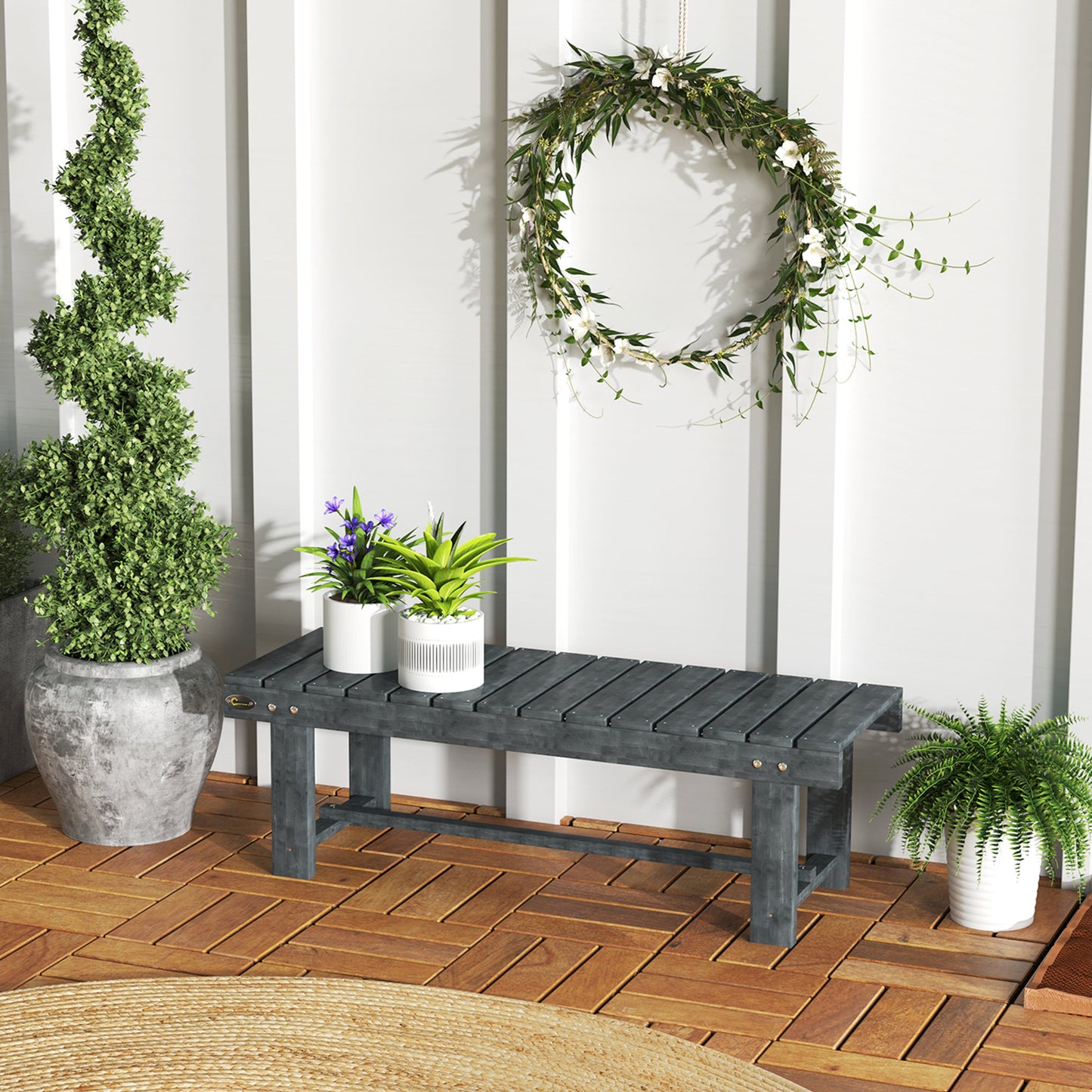 Monaco 2-Seater Garden Wooden Bench, Grey