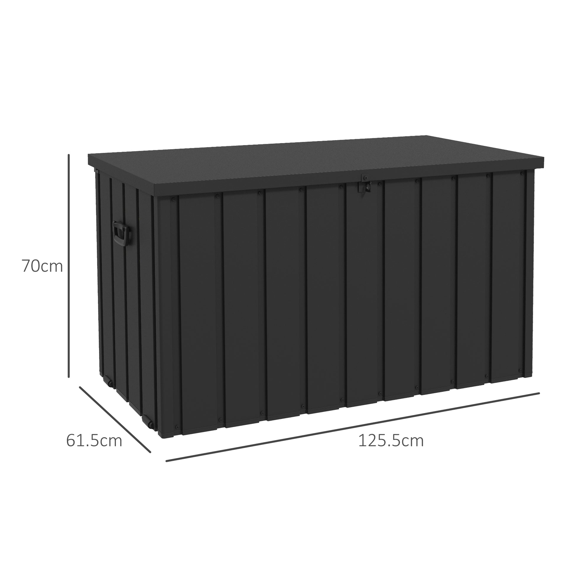 Outsunny - 450L Galvanised Steel Garden Storage Box, with Wheels, Lockable, Dark Grey