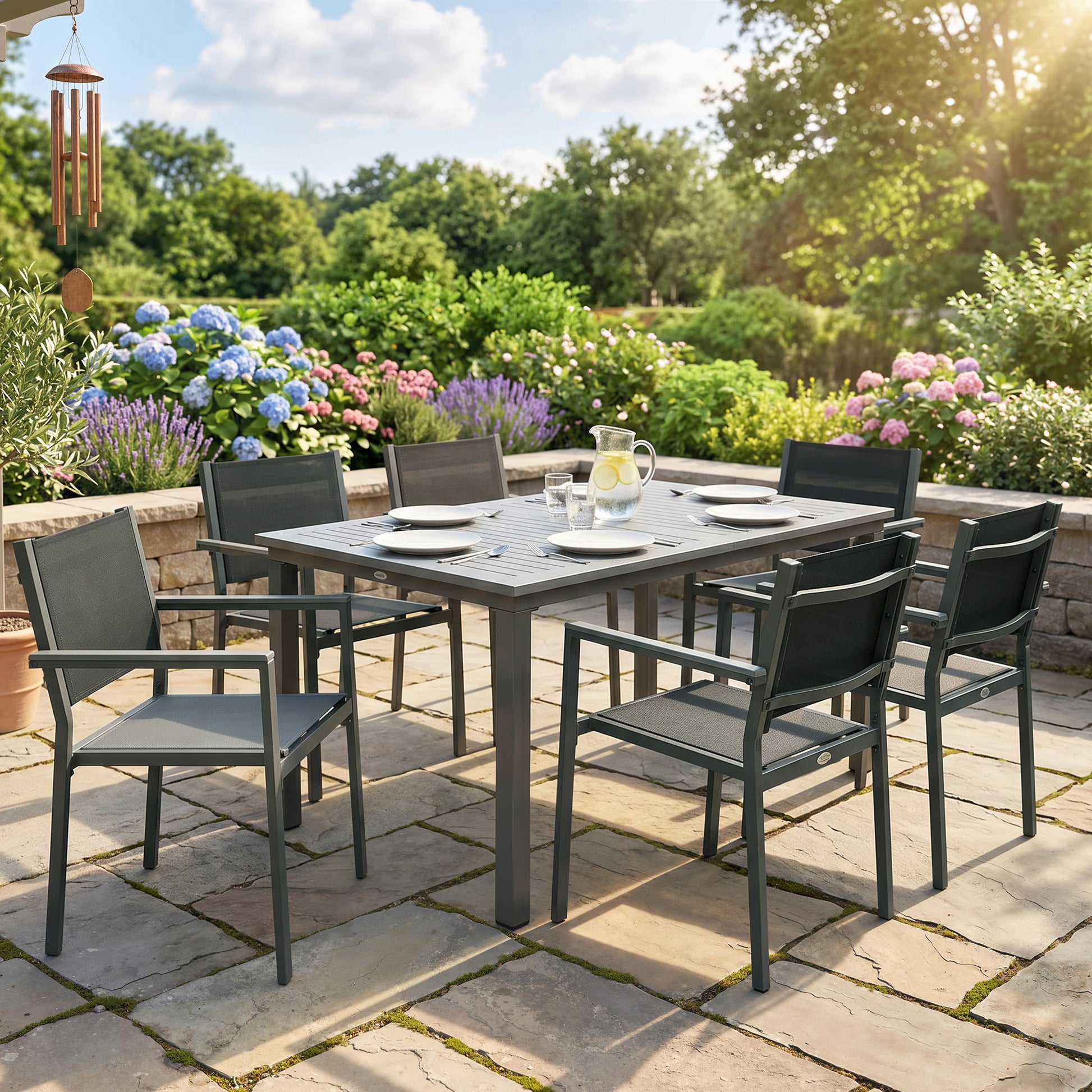 Ibiza Garden Dining Set with Acacia Wood Table Top